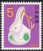 Japan 1963 YO Rabbit/ New Year Greetings/ Toys/ Rabbits 1v (n23912)