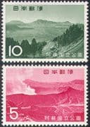 Japan 1965 National Park/ Volcano/ Crater /Mountains/ Aso Peaks/ Bus/ Transport 2v set (n25246)