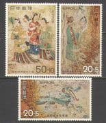 Japan 1973 Art / Paintings / Tomb Murals / Dragon / Conservation 3v set (n24632)