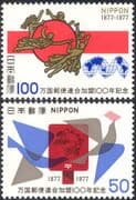 Japan 1977 Japan's Admission to UPU 100th/ Birds/ Logo/ Globe/ Animated 2v set (n28342)