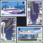 Jersey 1988 Europa/ Communications/ Transport/ Plane/ Boat/ Radar Map/ Radio Tower 4v set (ex1120)