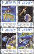 Jersey 1991 Europa / Space / Satellites / Maps / Weather / Communications 4v set (n28197)