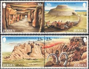 Jersey 1994  Europa/ Mammoth/ History/ Fire/ Cave/ Archaeology  4v set  2 x pairs (n28189)