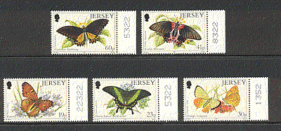 Jersey 1995 Butterflies 5v set ref:b7705