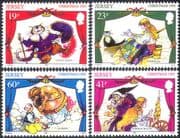Jersey 1995 Theatre/ Christmas/ Pantomimes/ Cats/ Genie/ Puss in Boots/ Cinderella/ Greetings 4v set (b7694)
