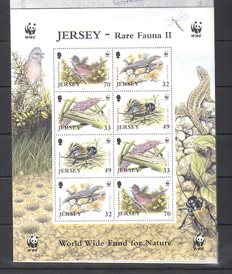 Jersey 2004 WWF BIRD / Reptile / Insect sht ref:n15228