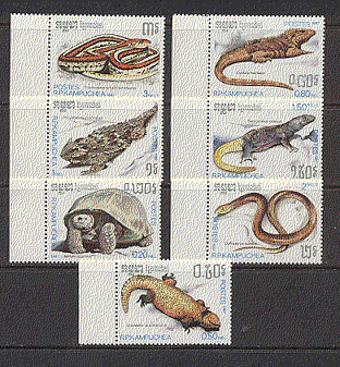 Kampuchea 1987 Reptiles / Animals / Nature 7v set (b8037)