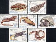 Kampuchea 1987 Tortoise/ Iguana/ Snake/ Lizard/ Reptiles/ Animals/ Nature/Wildlife 7v set (b8037)