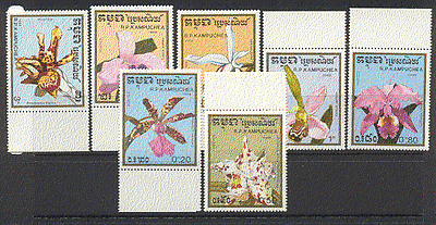 Kampuchea 1988 Orchids set ref:b8159