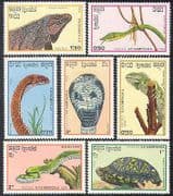 Kampuchea 1988 Reptiles / Snakes / Nature / Turtle 7v (b8047)