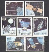 Kampuchea 1988 Space Exploration / Satellite 7v set b7993