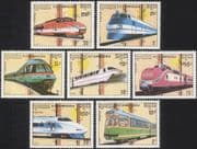 Kampuchea 1989 Trains/ Railways/ Rail/ Diesel/ Electric/ Locomotive/ Tram/ Transport 7v set (b8349)