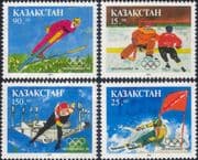 Kazakhstan 1994 Winter Olympic Games/ Sports/ Skiing/ Ice Hockey 4v set (n44309a)