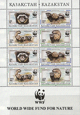 Kazakhstan 1997 WWF POLECATS 8v sht ref:s3179