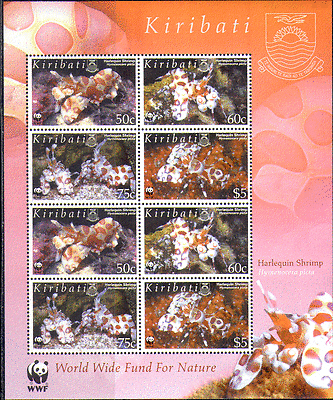 Kiribati 2005 WWF Shrimp / Marine 8v sht ref:n15183