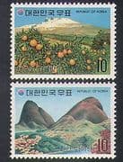 Korea 1973 Tourism / Mountain / Tangerine Trees / Fruit / Plants / Nature 2v set (n37037)