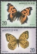 Korea 1976 Butterflies/ Insects/ Nature Protection/Butterfly/ Environment 2v set n27360