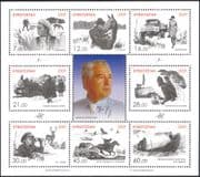 Kyrgyzstan 2009 Chyngyz Aitmatov/ Writer/ Steam Engine/ Trains/ Rail/ Horses/ Truck/ Transport 8v sheet (s2216x)