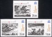 Kyrgyzstan 2015 UNESCO/ Epos Manas/ Horses/ Books/ Trilogy/ History/ Heritage/ Transport 3v set (b6449s)