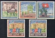 Laos 1968 Army / Military / Planes / Tanks / Soldiers / Flags / Buildings 5v set (n35210)