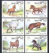 Laos 1983 Horses / Working Animals / Nature / Pets / Transport / Sport 6v set (b8086)