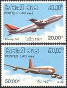 Laos 1986 Boeing 747/ Ilyushin Il 86/ Planes/ Aircraft/ Aviation/ Transport 2v set (n35222)