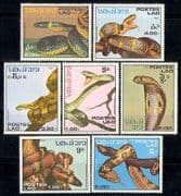 Laos 1986 Reptiles / Snakes / Animals / Nature 7v set (b8044)