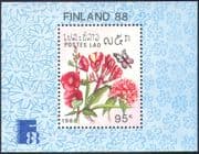 Laos 1988 Flowers/ Butterflies/ Plants/ Insects/ Finlandia/ StampEx 1v m/s (b8075)
