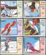 Laos 1988 Olympic Games/ Olympics/ Biathlon/ Shooting/ Skiing/ Ice Hockey/ Skating/ Bobsleigh 6v set (b8406)
