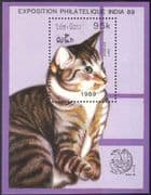 Laos 1989 Cats/ Pets/ Animals/ Nature/ StampEx/ India '89 1v m/s (b8130)