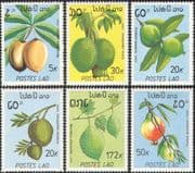 Laos 1989 Guava/ Durian/ Pomegranate/ Fruit/ Plants/ Pods/ Trees/ Food 6v set (b8239)