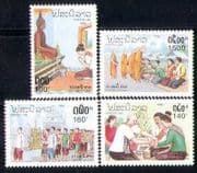 Laos 1992 Customs / Buddha / Monks / Wedding / Religion 4v n28241
