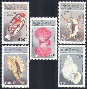 Laos 1993 Sea Shells  /  Marine  /  Nature 5v set (b8216)