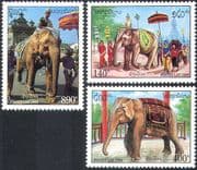 Laos 1994 Ceremonial Elephants/ Animals/ Nature/ Wildlife/ Ceremonies/T emples 3v set (b8229)