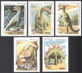 Laos 1995 Prehistoric Animals  /  Dinosaurs/ Reptiles/ Nature 5v set b8041