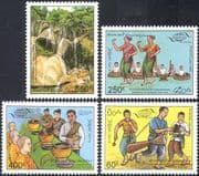 Laos 1995 Tourism/ Caves/ Waterfalls/ Nature/ Dancers/ Monks/ Musicians/ Musical Instruments/ Drums 4v set (n42564)