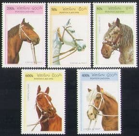 Laos 1996 Saddle Horses  /  Working Animals  /  Transport 5v set (n35226)