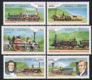 Laos 1997 Trains / Steam Engines / Locomotives / Railway / Rail / Transport 6v set n35214
