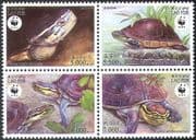 Laos 2004 WWF / Malayan Box Turtles / Animals / Amphibians/ Conservation/ Environment 4v blk n25876