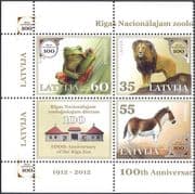 Latvia 2012 Frog/ Lion/ Horse/ Riga Zoo 100th Anniversary/ Animals/ Nature/ Wildlife/ Amphibians/ Cats/ Horses 3v set + lbl blk (n44148)