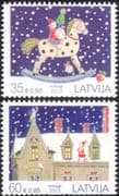 Latvia 2013 Christmas/ Greetings/ Rocking Horse/ Cats/ Presents/Girl 2v set (n45142)