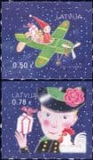Latvia 2016 Christmas/ Greetings/ Plane/ Elf/ Teddy Bear/ Doll/ Chimney Sweep 2v s/a set (lv1008)
