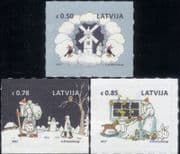 Latvia 2017 Christmas/ Greetings/ Santa Claus/ Windmill/ Owl/ Snowman/ Toys/ Bear 3v set (lv1020)