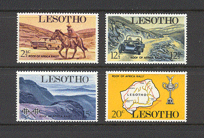 Lesotho 1969 Roof of Africa Rally / HORSE / Car 4v (n19708)