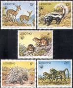 Lesotho 1977 WWF/ Baboon/ Antelope/ Porcupine/ Polecat/ Klipspringer/ Animals/ Nature/ Wildlife 5v set (b1385)