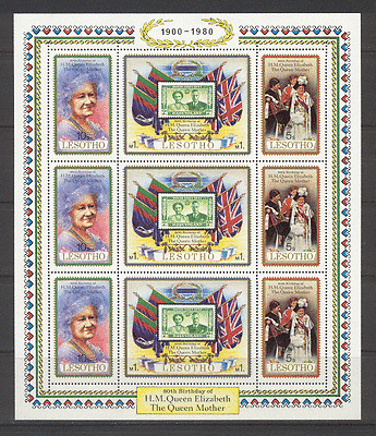 Lesotho 1980 QE Queen Mother 80th B'day 9v shtlt (a5)