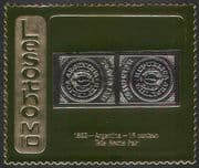 Lesotho 1981 M10 GOLD/ Argentina 1862 t-b Pair/ Stamp-on-Stamp/ S-on-S 1v (n16288)