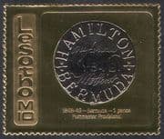 Lesotho 1981 M10 GOLD /Bermuda 1848-49 Postmaster Provisional/ Stamp-on-Stamp/ S-on-S 1v (b1261)