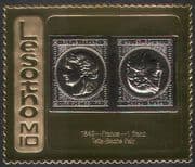 Lesotho 1981 M10 GOLD/ France 1849 tete-beche Pair/ Stamp-on-Stamp/S-on-S 1v (n16287)