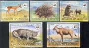 Lesotho 1981 WWF Animals/ CAT/ Baboon/ Porcupine/ Deer/ Wildlife/ Nature 5v set b7150